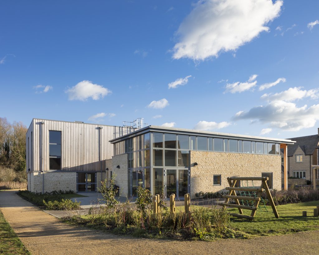 External side view of Fenton's showing neighbouring children's playground